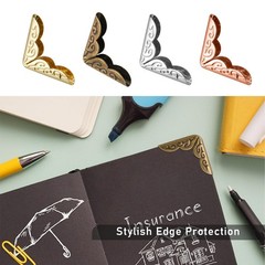 Protectores metálicos para esquinas de libros, fundas para esquinas de libros