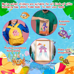 24 Sheets Make Your Own Sea Animals Stickers for Kids Toddlers, Make-A-Face Stic