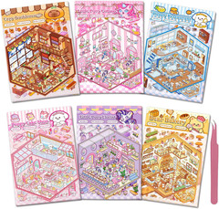 DIY 3D Sticker Scenes for Girls, 6 Sets Make Your Own Mini Room Scene Stickers f