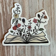 BOOKS and Flowers High quality stickers Fun and Cute for laptop water bottle
