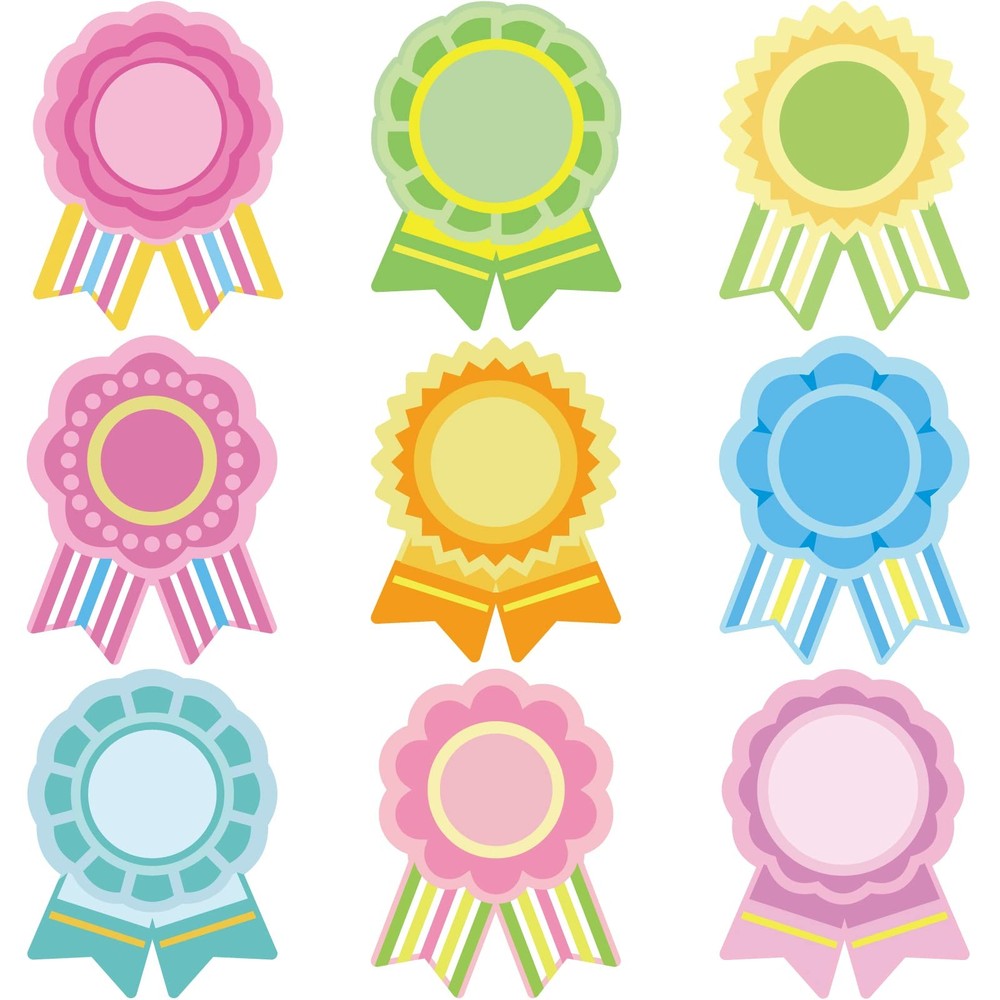 54 PCS Blank Ribbon Awards Cutouts 9 Colors Honorable Recognition DIY Label