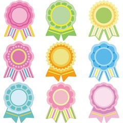 54 PCS Blank Ribbon Awards Cutouts 9 Colors Honorable Recognition DIY Label