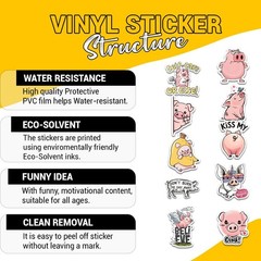 Vybonz 3 inch pig stickers 10 pack