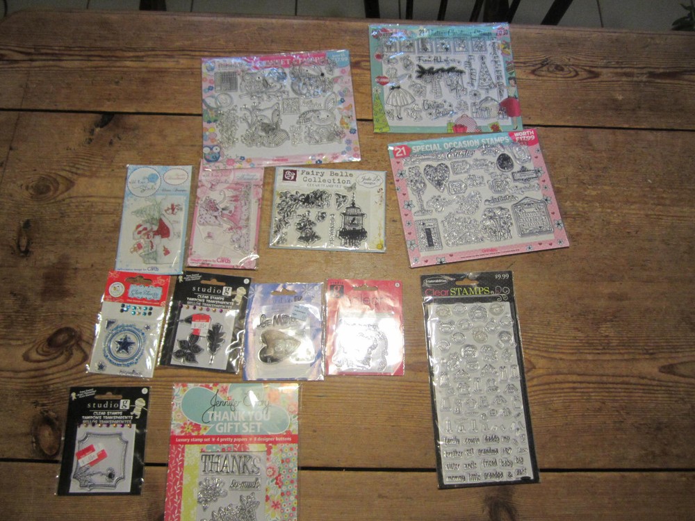 LOT OF 13 PACKS CLEAR SELF CLINGING STAMP SET NEW OLD STOCK