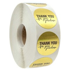 Roll of 500 1″ Thank You for Your Purchase Stickers Gold Round Sealing Labels