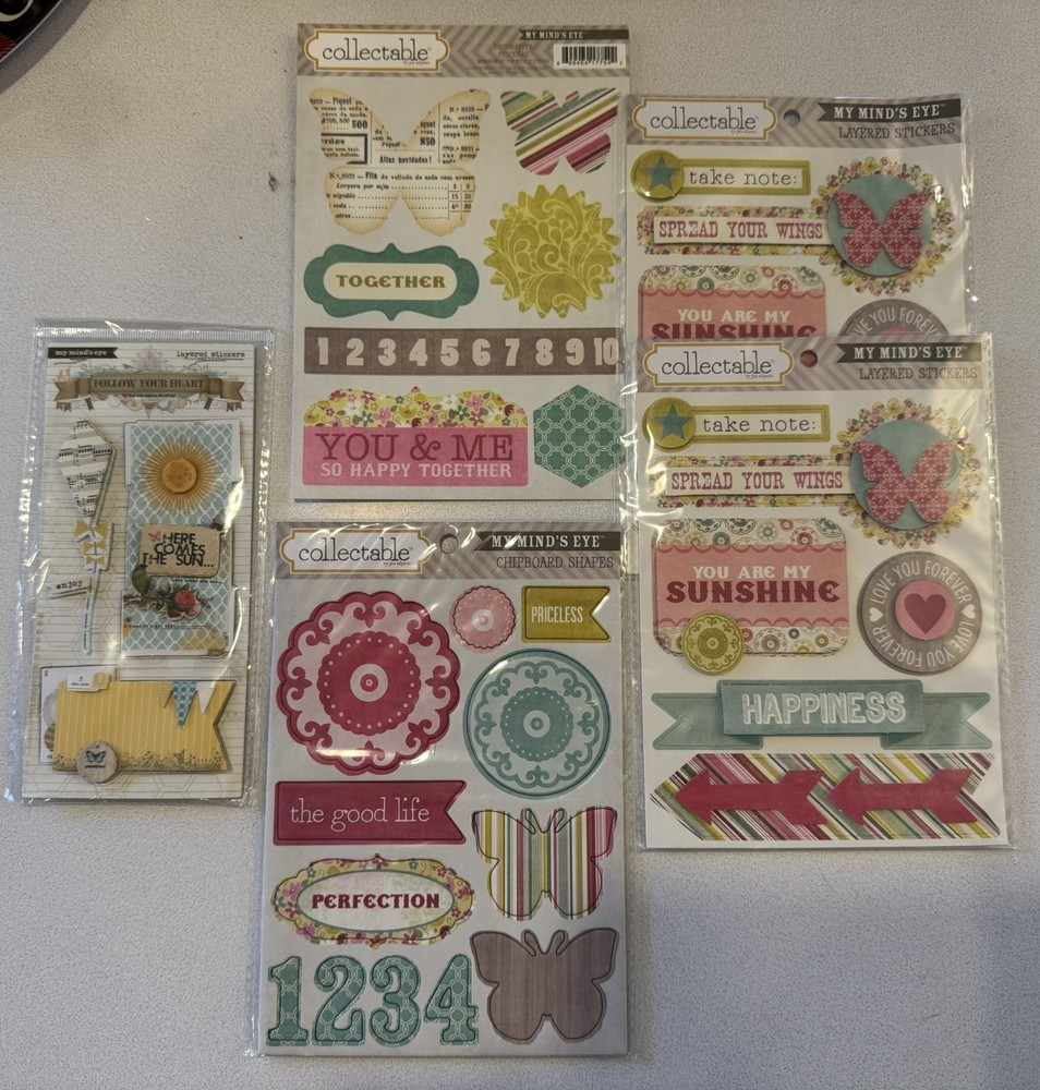 My Mind’s Eye, Collectable by Jen Allyson, decorative stickers, 5 sets! NEW!