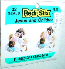 Vintage Stickers Die Cut Seals Jesus & Children Easter Religion Standard USA NOS