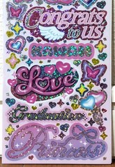 GAIA Kawaii Memory Decoration Hologram Sticker Word Kids Pink 2026 MADE IN JAPAN