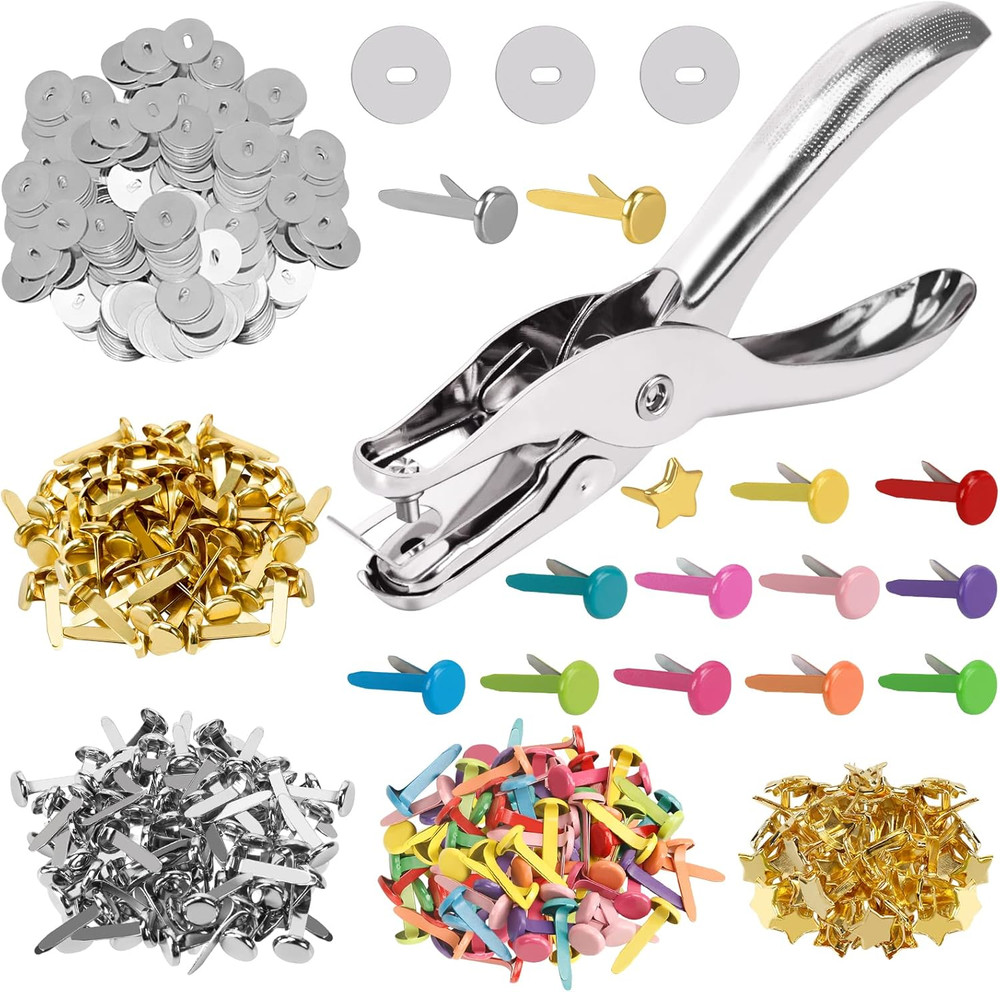 200 Pieces Paper Fasteners Brads, Multi Color Mini Brads round Fasteners with 20