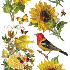 Violette Stickers – Sunflowers & Songbirds – 1 Nature Sticker Sheet – Scrapbooks