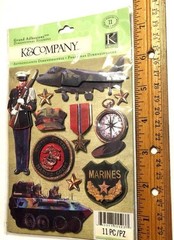 Military Stickers K & COMPANY US Marines Marine Corps Scrapbook Memory 11 Pcs