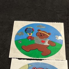 Vintage 80’s SANDYLION Foil Tennis & Soccer TEDDY BEAR Stickers