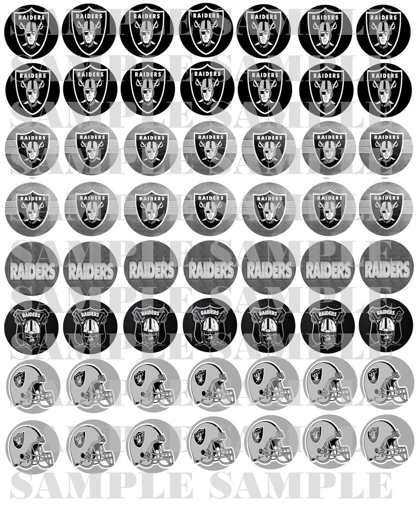 SET of 100- 1″ PRECUT «OAKLAND RAIDERS» Bottlecap images.