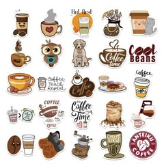 50pcs Coffee Stickers,Waterproof No Residue, 168