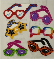 CRAZY GLASSES Stickers(6pc) Sandylion•Chunky•Heart •Sunglasses•Stars•Rainbow•