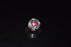 🧐👉Antique hand painted, multi-color glazed clay collector’s🌺art marble .780″