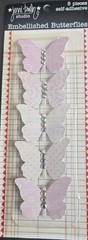 Chipboard 5 pink butterflies with gems Jenni Bowling for scrapbook crafts 7×3