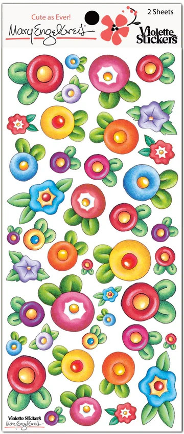 Mary Engelbreit Stickers 2 Sheets Whimsical Mary’s Rose Buds Full Blooms