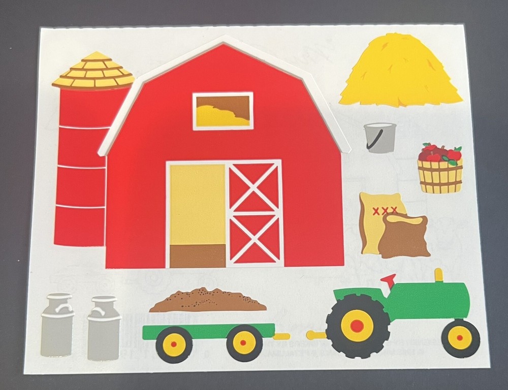 Mrs. Grossman’s Giant Stickers – Barnyard – Barn, Tractor, Hay, Seeds – 1 Strip