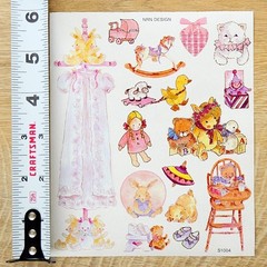 NRN Designs Stickers – Rare Vintage Cute Baby Toys Sticker Sheet – Scrapbooking