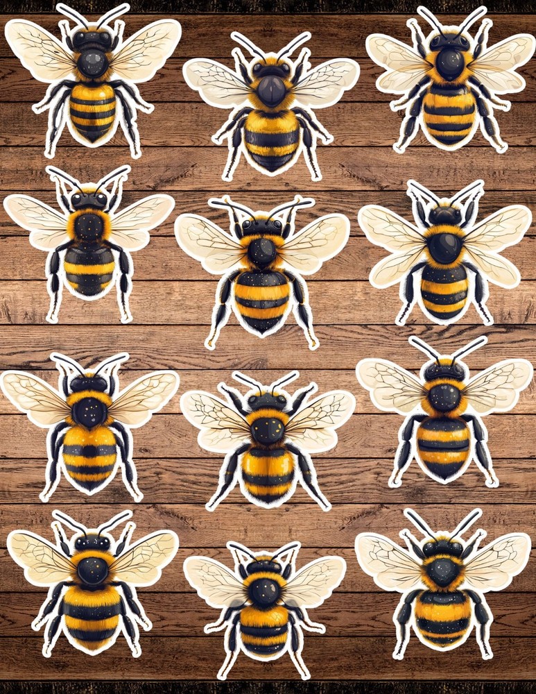 Bumblebee Die Cut Vinyl Stickers Set Scrapbooking Laptop Waterbottle