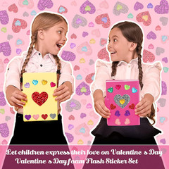 872 Pcs Valentines Heart Stickers, 3 Sizes 5 Colors Self-Adhesive Glitter Foam H