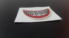 Vintage 70’s 80’s Puffy Sticker Scrapbooking Braces on Smile Lips Smiling Face