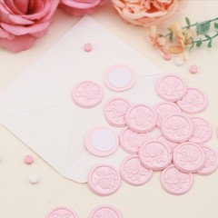 25Pcs Pink Embossed Rose Wax Seal stickers Self Adhesive Envelope Seal Stickers