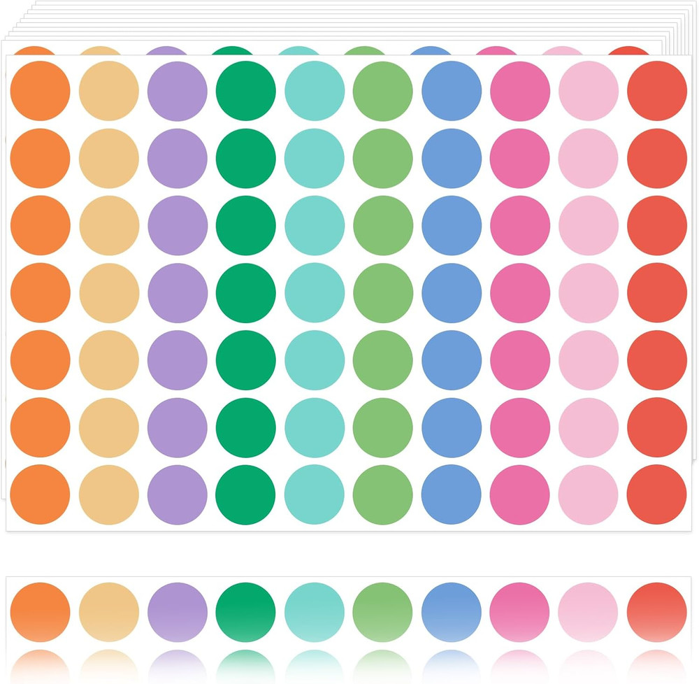 1″ Colored Dot Stickers 1050 PCS Circle round Stickers Colored Coding Labels (Co