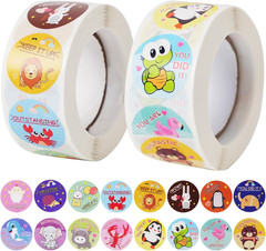 2 Rolls of 1000 Motivational Stickers, 1″ Diameter, 16 Designs for Kids