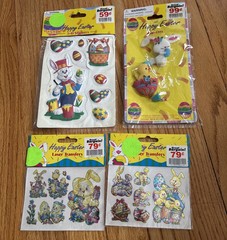 Vintage Holographic Shiny Foil Laser Easter Stickers 3D Pins 80s NEW Lot