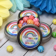 Rainbow Sparkle Party Thank You Sticker Labels, 40 2″ Party Circle Stickers b…