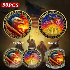 Military Challenge Coins 50 Pcs 1.57″ Diameter – Thank You for Your Service Gift