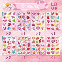 Valentines Stickers 24 Sheets Colorful Love Heart for Kids,