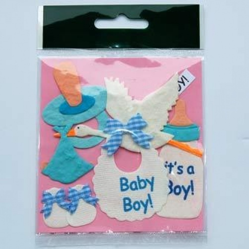 5 Baby boy boys Handmade mulberry embellishments shower favors Scrapbooks Cards