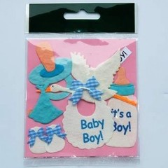 5 Baby boy boys Handmade mulberry embellishments shower favors Scrapbooks Cards