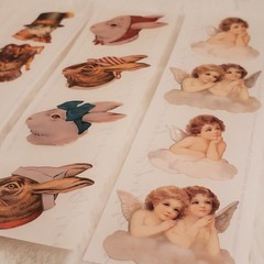 Vintage 90s John Grossman Gifted Line Stickers Angels Cherubs Cat Rabbits LOT