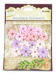 Mixed Media Paper Flowers in Pink and Purple- 16 Miniature Craft Flowers
