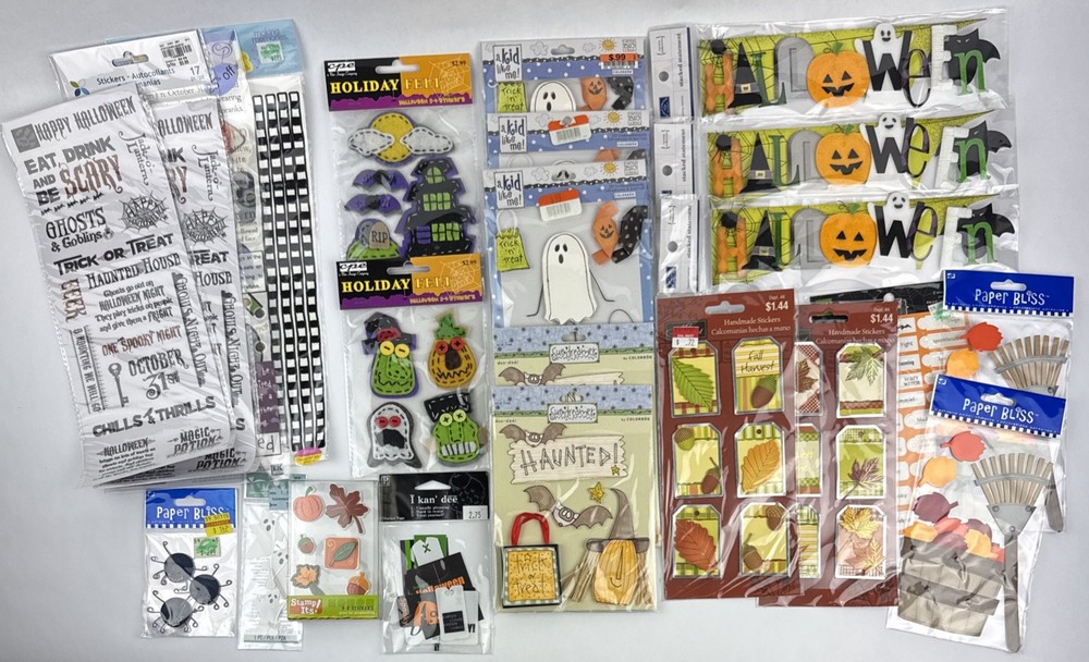 Scrapbook Lot Halloween Fall Scrapbooking Crafts Felt Stickers 3D Embellishments
