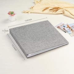 Mublalbum 12×12 Large 3-Ring Scrapbook Photo Album, 40 Sleeves, Grey Linen Cover