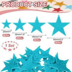 Star Foam Stickers, 70Pcs EVA Self Adhesive Glitters, Blue