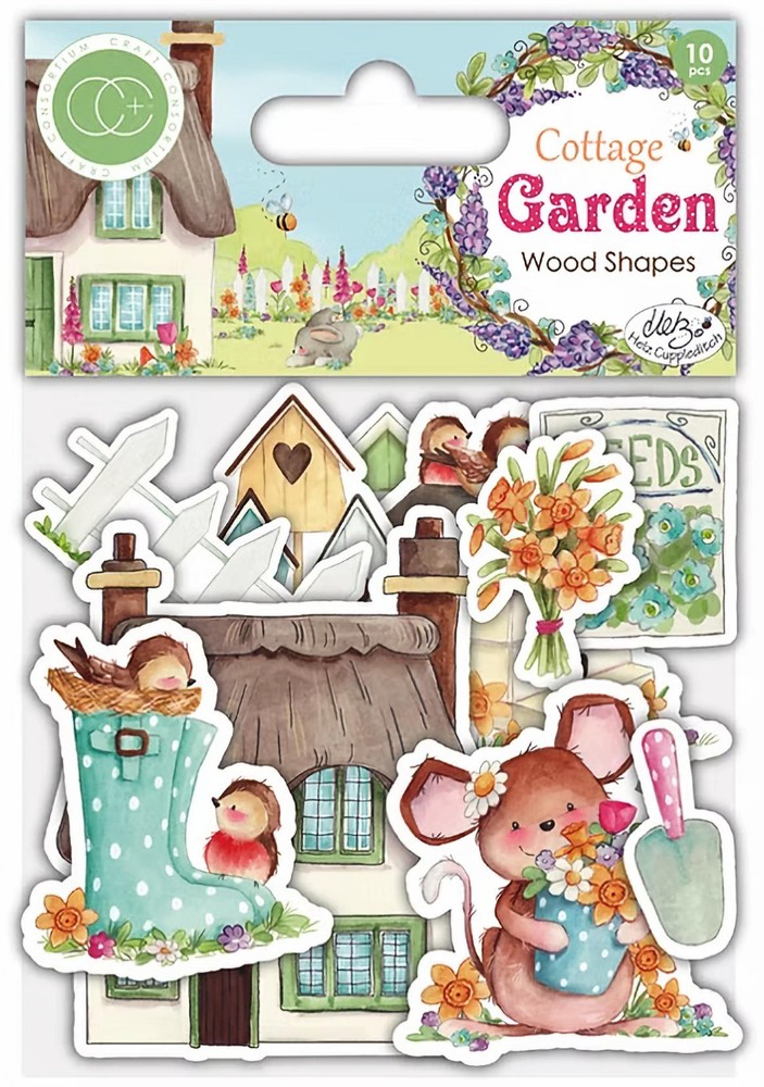 Craft Consortium COTTAGE GARDEN WOOD EPHEMERA SHAPES (10PC) scrapbooking
