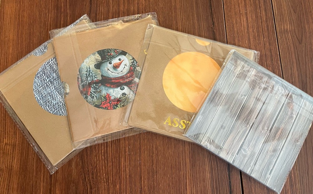 NEW LOT OF 4 CRAFT SCRAPBOOK PAPER Packs 6” X 6” Snowman Wood