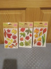 Fall Autumn Leaves Maple Gingko Sycamore Crafter’s Square Stickers LOT OF 3