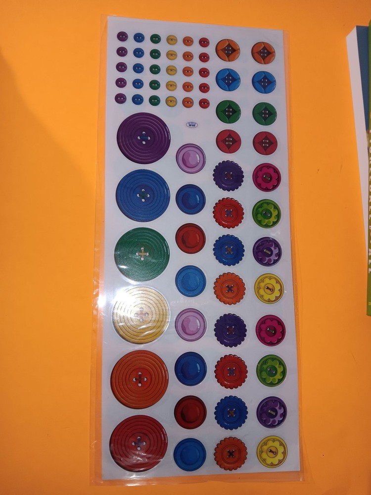 Button Sticker Sheet Multicolor Self Adhesive Scrapbook Embellishments Decor