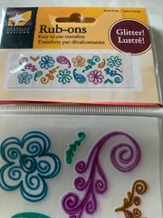 RUB-ONS AMERICAN TRADITIONAL DESIGNS GLITTER SWIRLS FLORAL FLOWER DOODLES RUB-ON