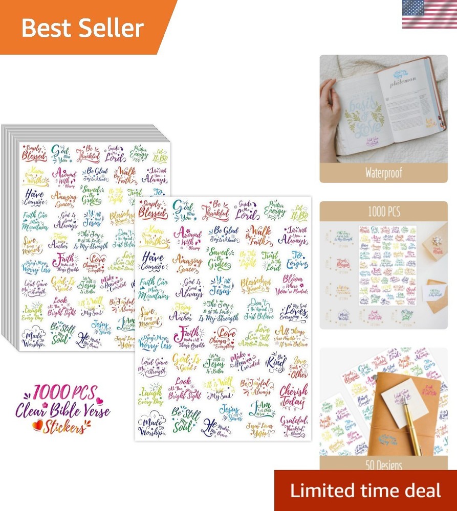 1000 PCS Bible Verse Stickers, Clear Inspirational Pray Stickers Encouraging …