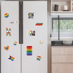Whaline 12Pcs Rainbow Magnetic Stickers Love is Small to Medium, Multi Color