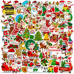Christmas Theme Stickers, 100Pcs Vinyl Waterproof Merry Christmas Stickers for E