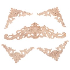 5PCS Wood Carved Applique Decors Wooden Carved Onlay Appliques Carved Corner